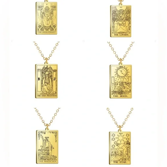 18k Gold Vintage Tarot Card Necklace Pendant - Picture 9 of 11